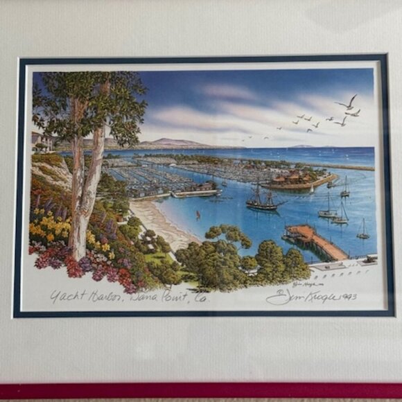 DANA POINT YACHT HARBOR FINE ART FRAMED PRINT BY ARTIST JIM KROGLE AND SIGNED - Picture 3 of 7